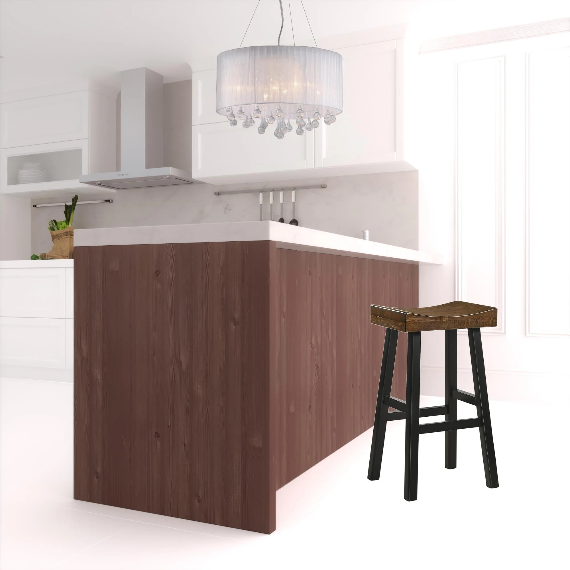 30" Brown And Black Backless Bar Height Bar Chair With Footrest By Homeroots - Image 2