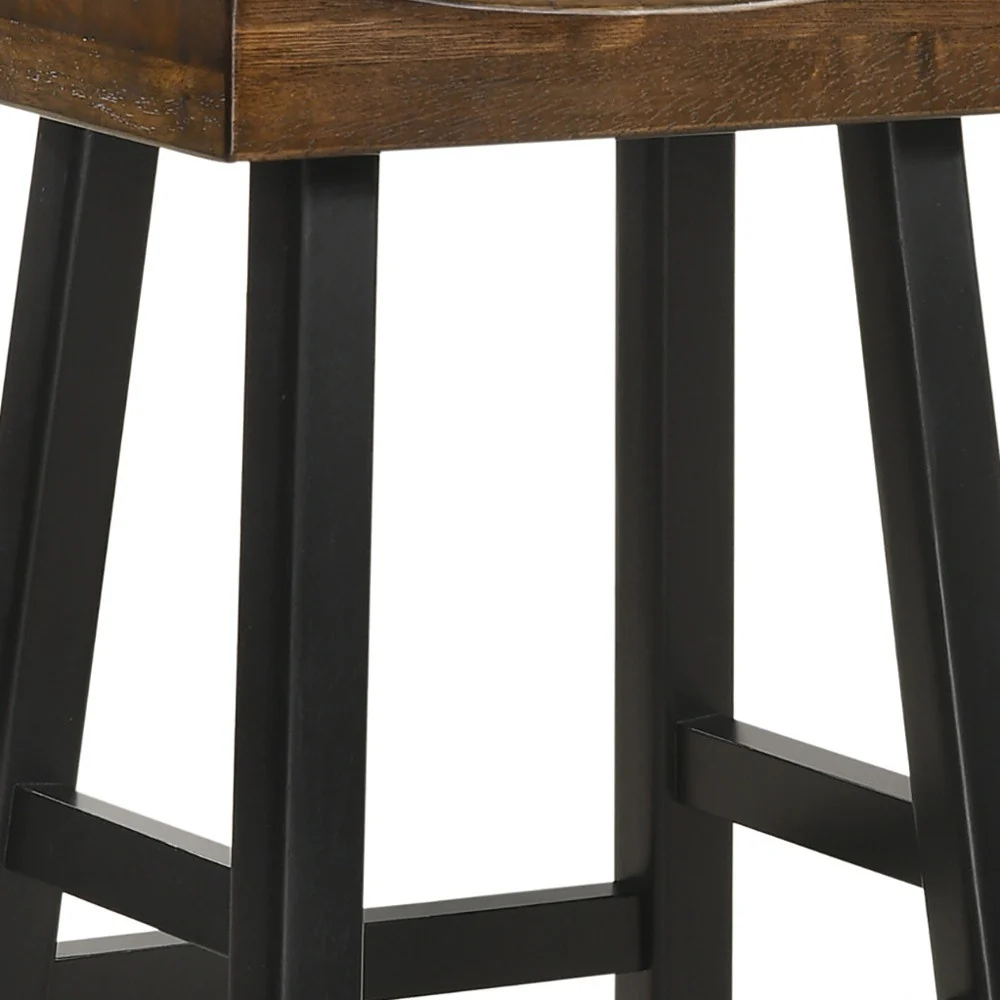 30" Brown And Black Backless Bar Height Bar Chair With Footrest By Homeroots - Image 3