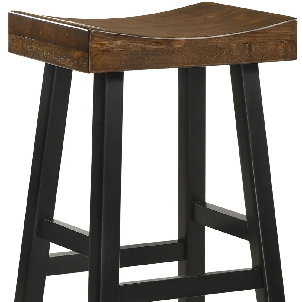 30" Brown And Black Backless Bar Height Bar Chair With Footrest By Homeroots - Image 4