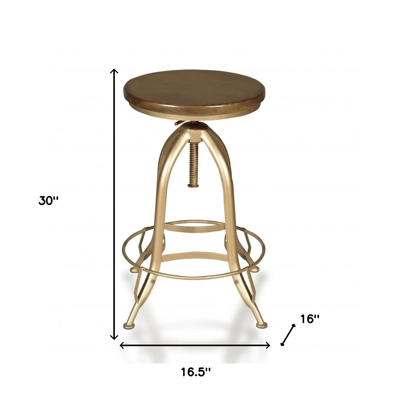 30" Brown And Gold Swivel Backless Adjustable Height Bar Chair With Footrest By Homeroots - Image 5
