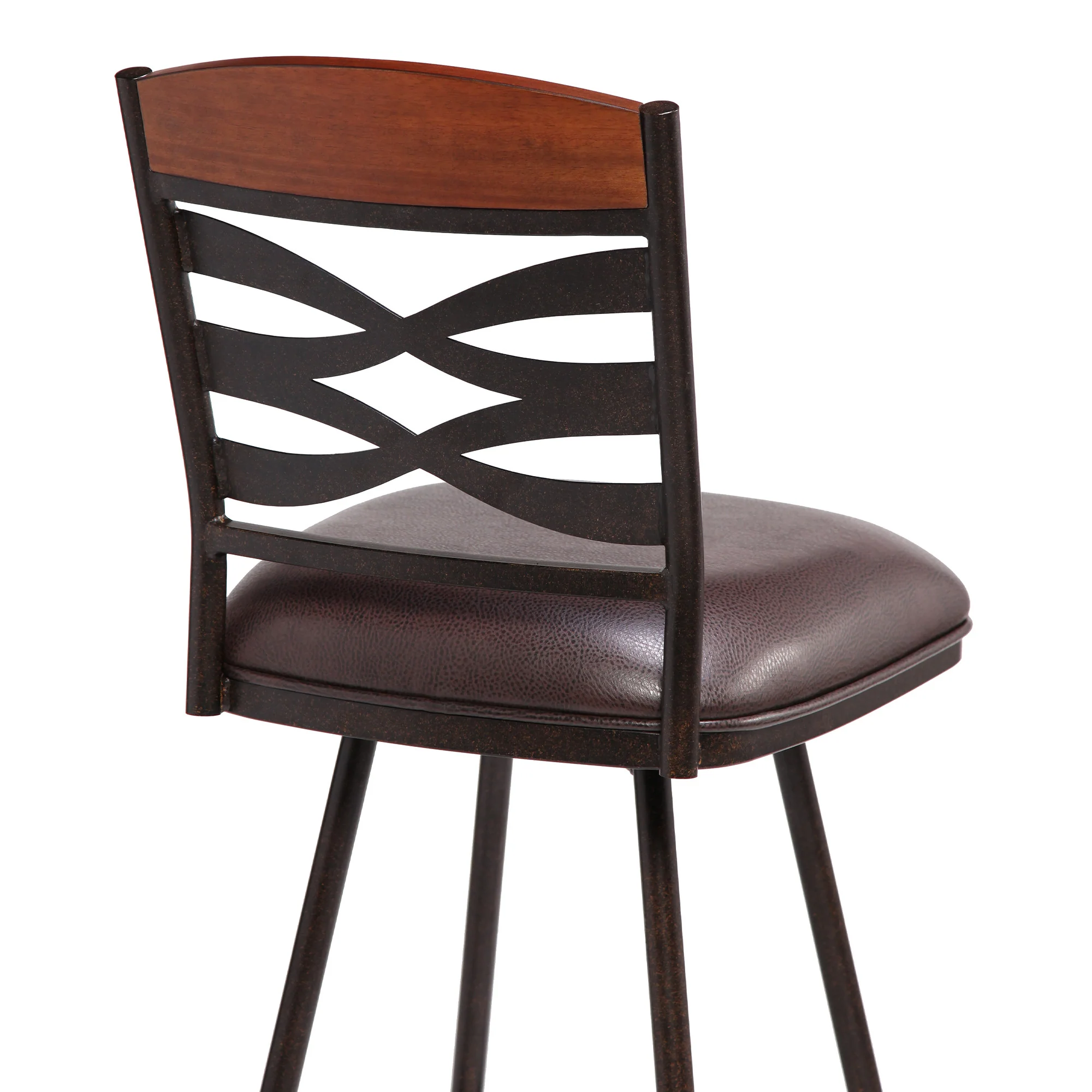 30" Brown Faux Leather Speckled Metal and Maple Wood Bar Stool By Homeroots - Image 5