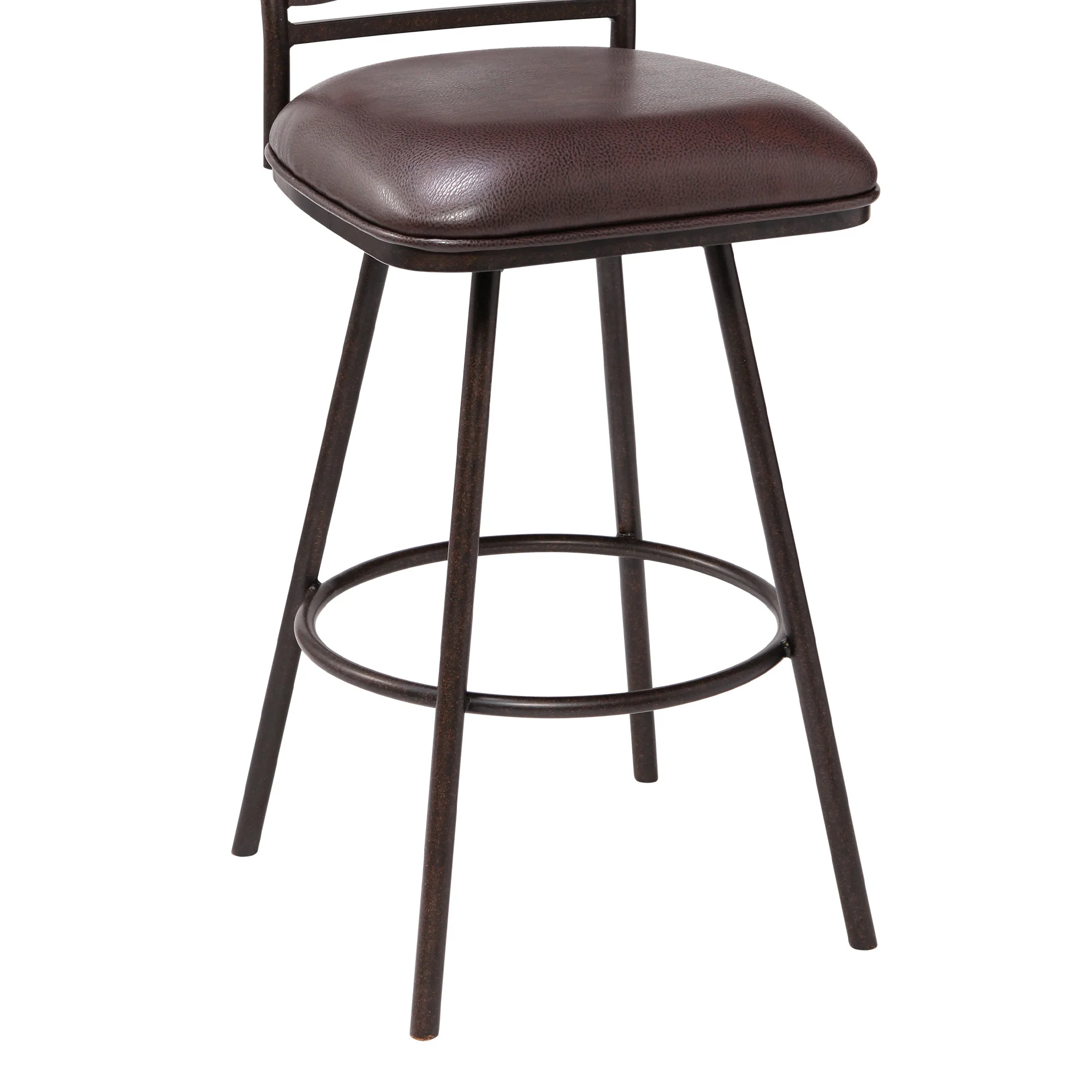 30" Brown Faux Leather Speckled Metal and Maple Wood Bar Stool By Homeroots - Image 6