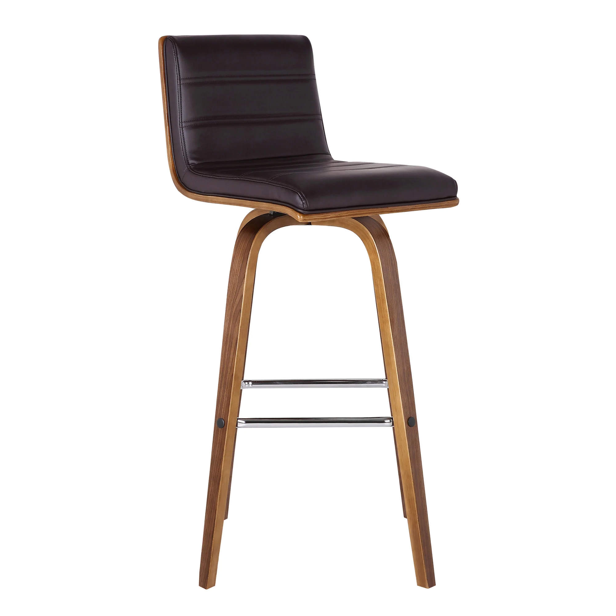 30” Brown Faux Leather Wooden Swivel Bar Stool By Homeroots - Image 2