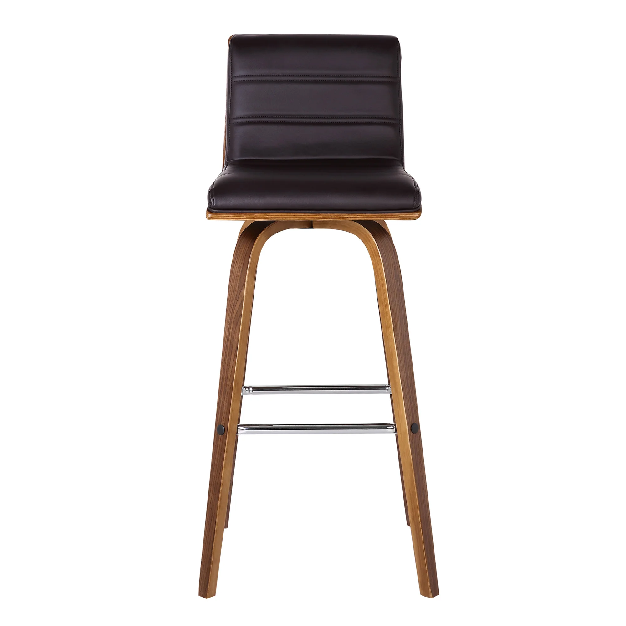 30” Brown Faux Leather Wooden Swivel Bar Stool By Homeroots - Image 4