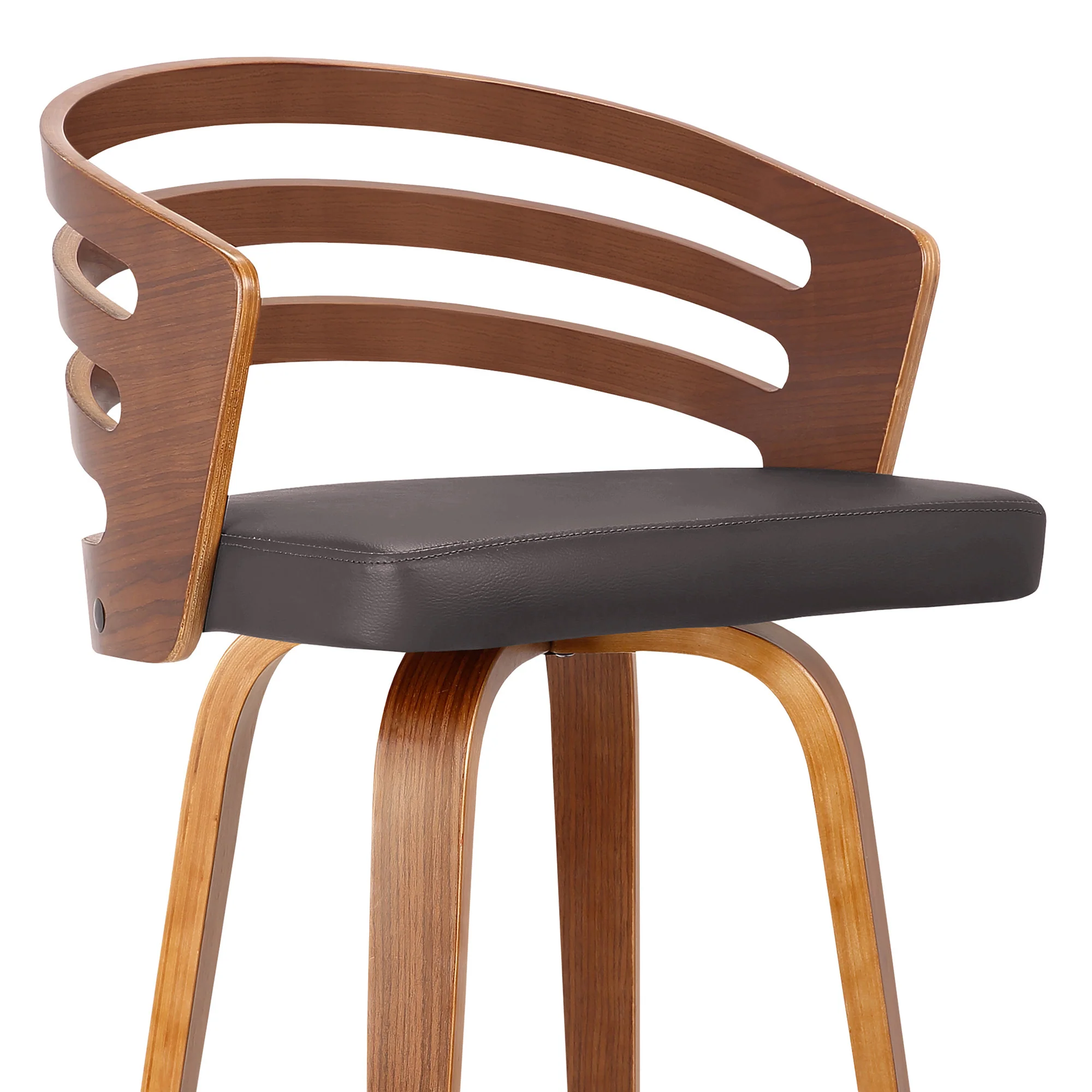 30” Brown Modern Faux Leather Swivel Bar Stool By Homeroots - Image 5