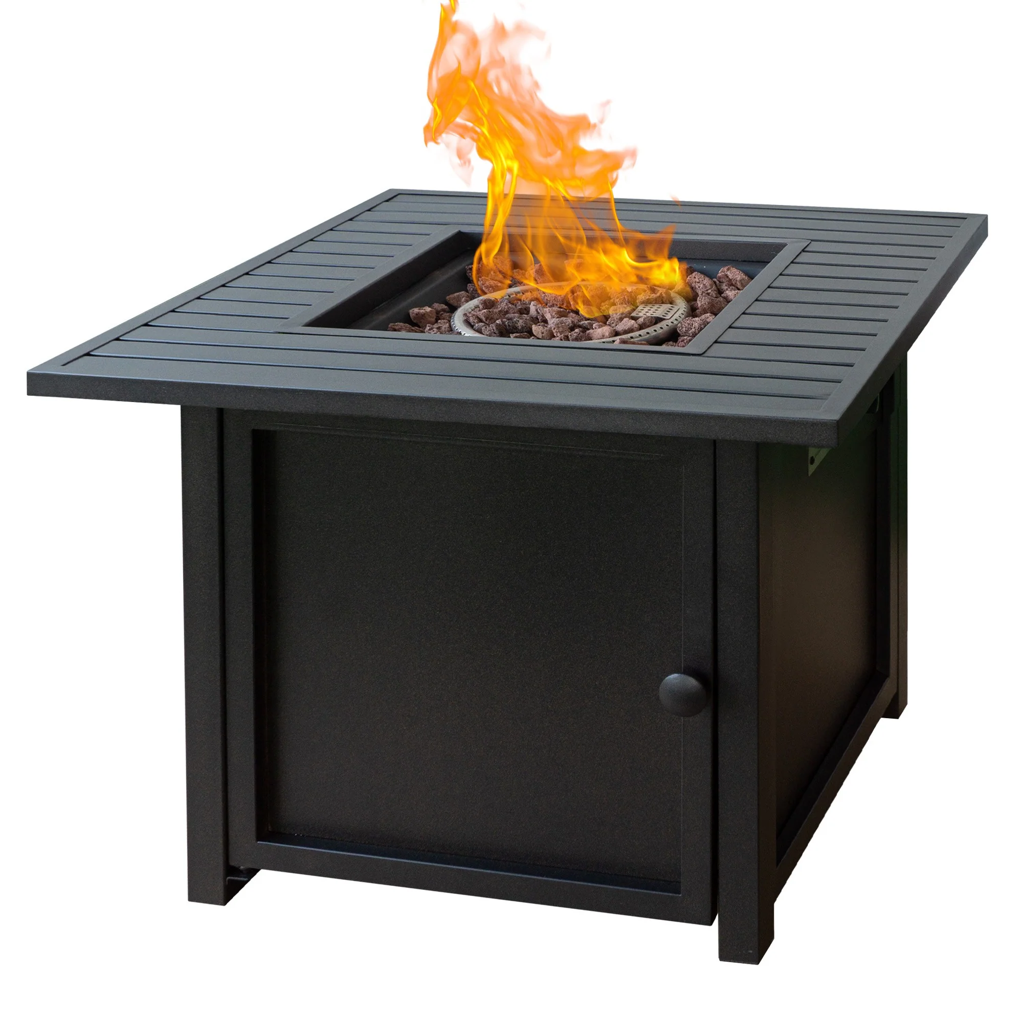 30" Brown Square Slat Top Fire Pit Table with Lid By Homeroots - Image 2