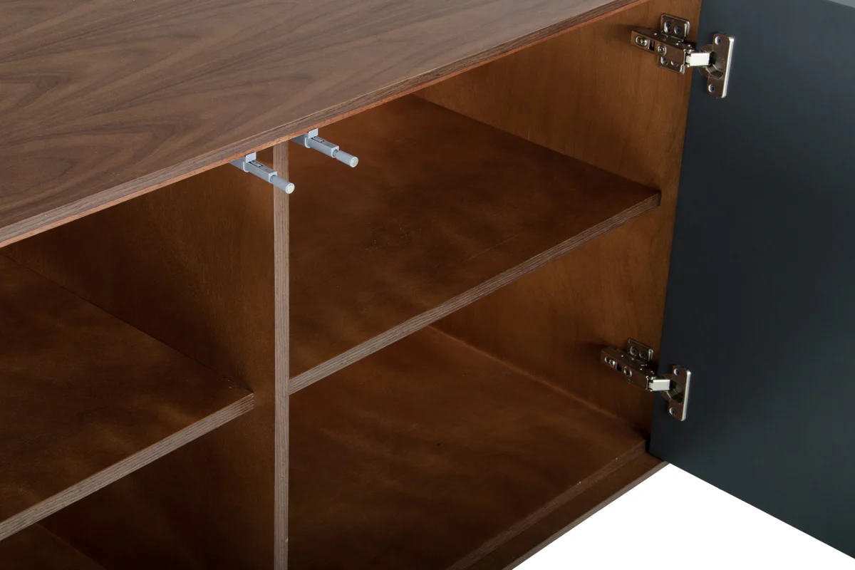 30' Charcoal Grey And Walnut Veneer Mdf And Metal Buffet By Homeroots - Image 5