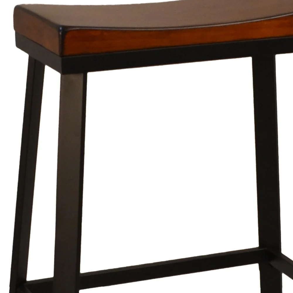 30" Chestnut And Black Steel Backless Bar Height Chair With Footrest By Homeroots - Image 3