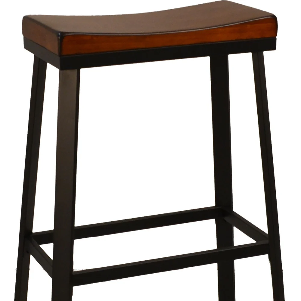 30" Chestnut And Black Steel Backless Bar Height Chair With Footrest By Homeroots - Image 4