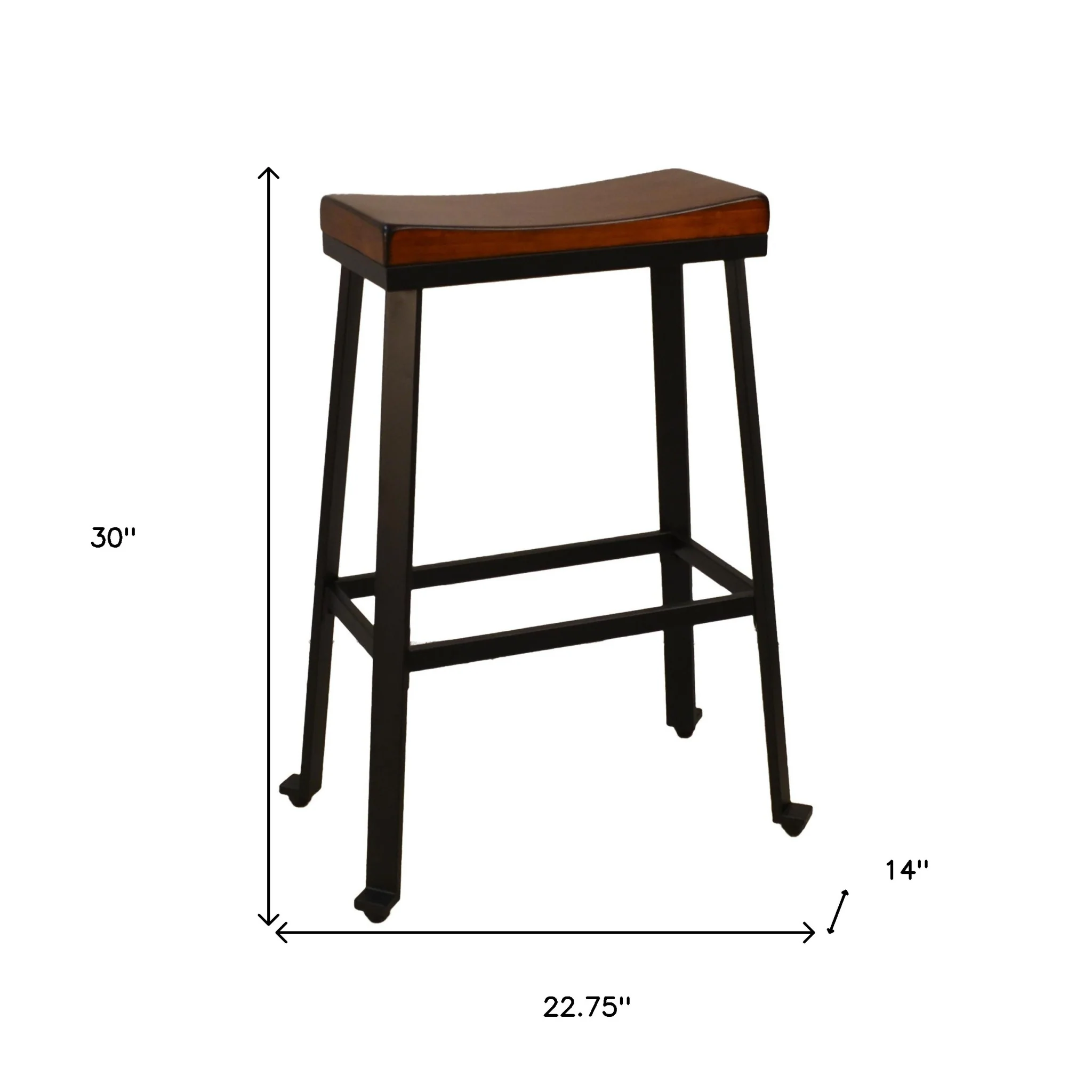 30" Chestnut And Black Steel Backless Bar Height Chair With Footrest By Homeroots - Image 5