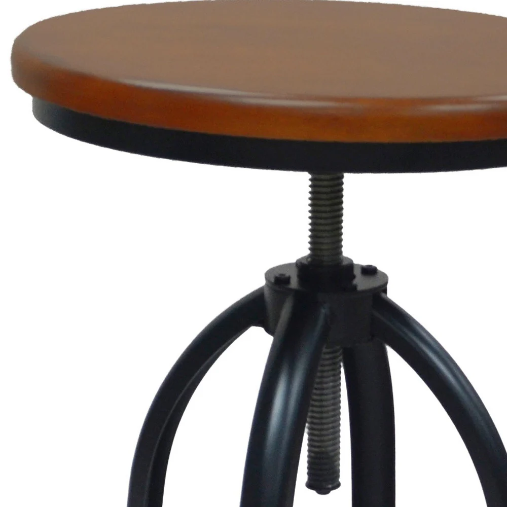 30" Chestnut And Black Swivel Backless Adjustable Height Bar Chair With Footrest By Homeroots - Image 3