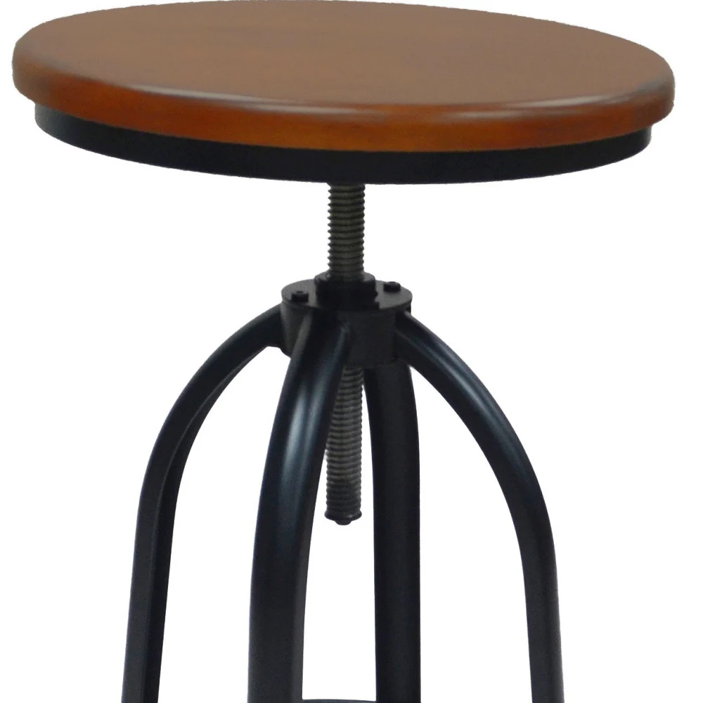 30" Chestnut And Black Swivel Backless Adjustable Height Bar Chair With Footrest By Homeroots - Image 4