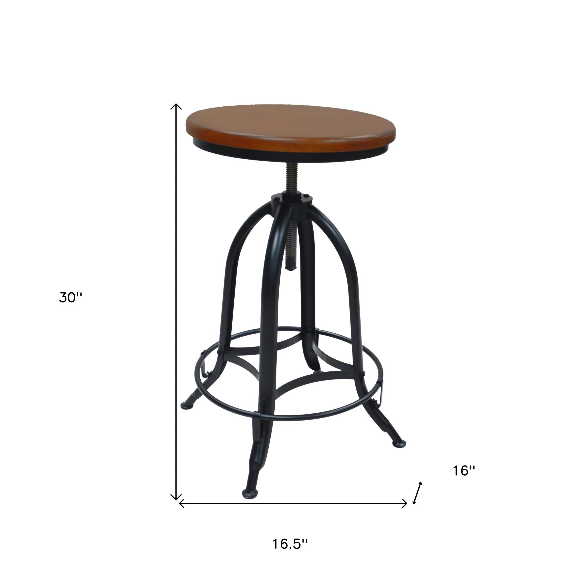 30" Chestnut And Black Swivel Backless Adjustable Height Bar Chair With Footrest By Homeroots - Image 5
