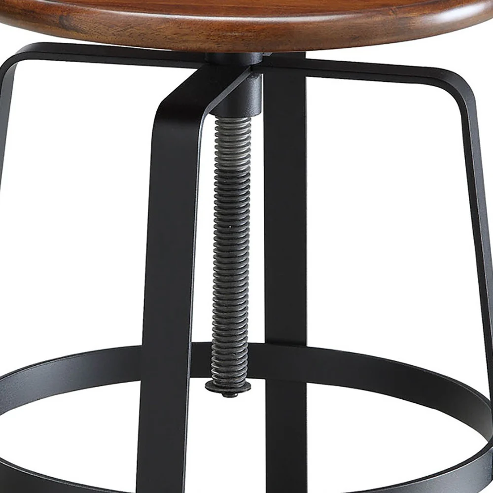 30" Chestnut Steel Swivel Backless Adjustable Height Bar Chair With Footrest By Homeroots - Image 3