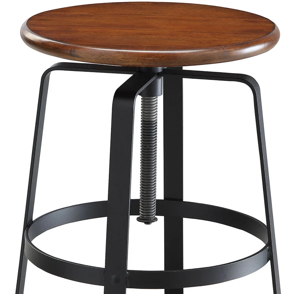 30" Chestnut Steel Swivel Backless Adjustable Height Bar Chair With Footrest By Homeroots - Image 4