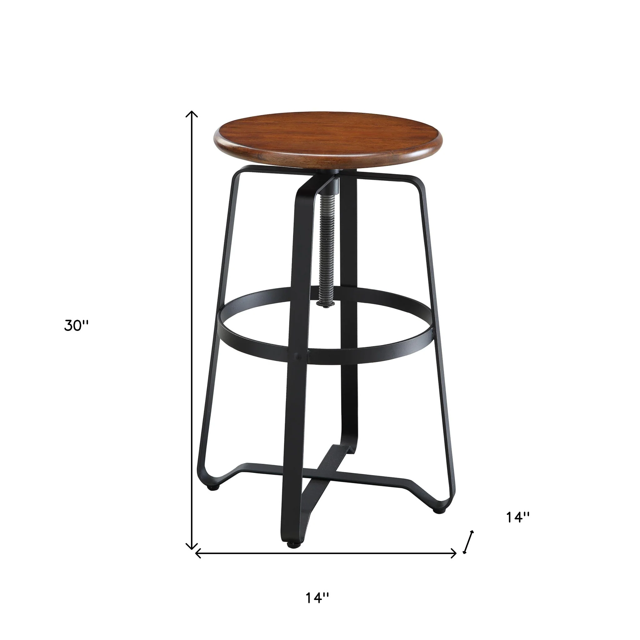 30" Chestnut Steel Swivel Backless Adjustable Height Bar Chair With Footrest By Homeroots - Image 5