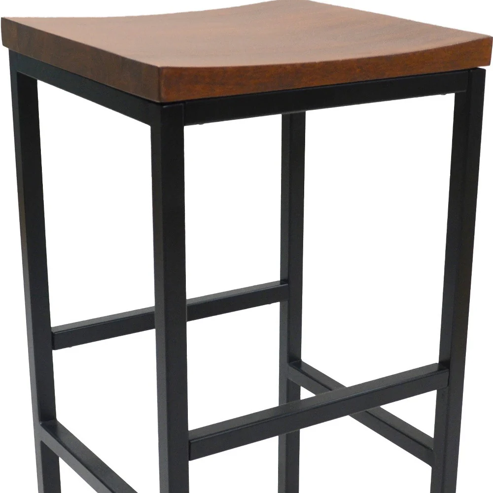 30" Chestnut Steel Swivel Backless Bar Height Chair With Footrest By Homeroots - Image 4
