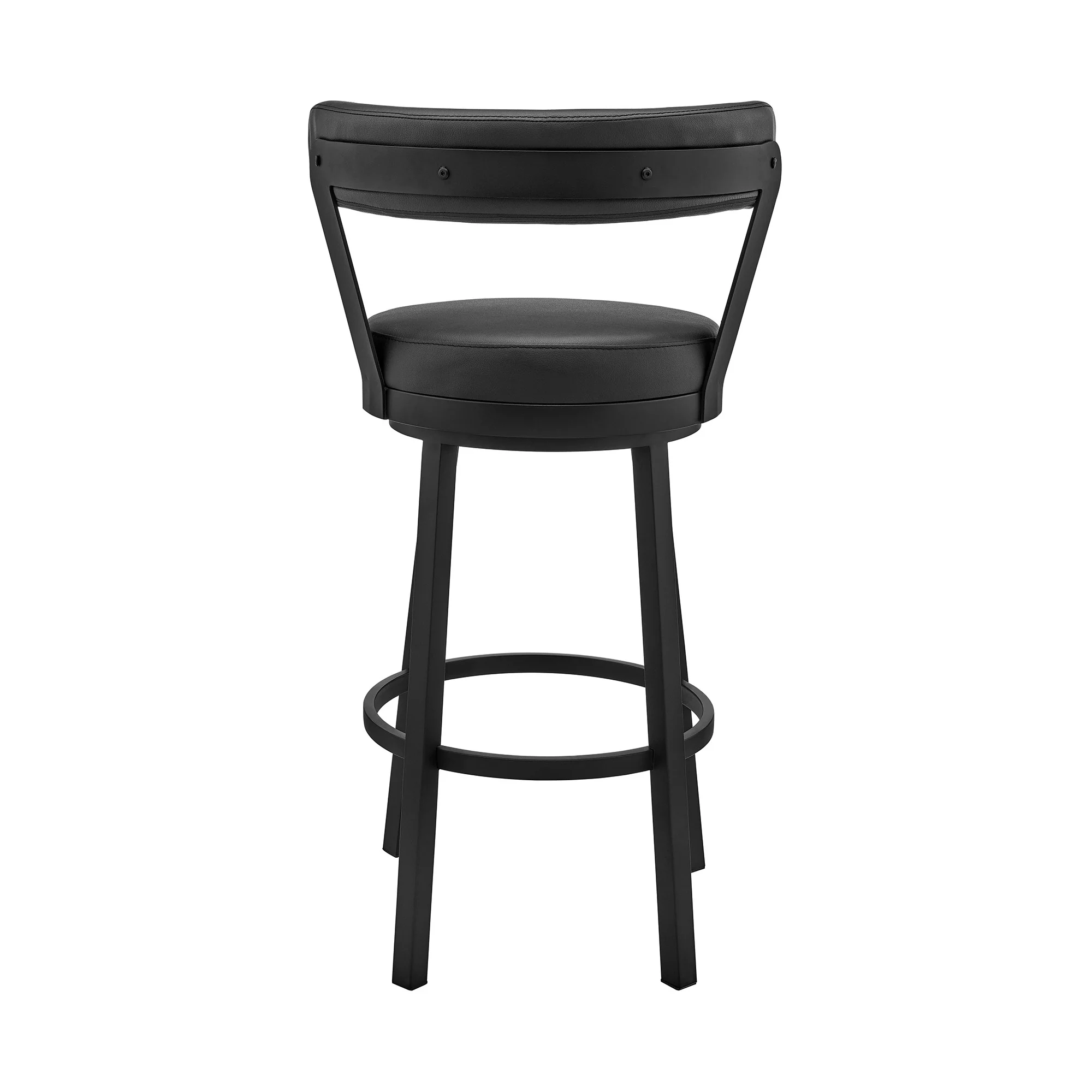 30" Chic Black Faux Leather with Black Finish Swivel Bar Stool By Homeroots - Image 6