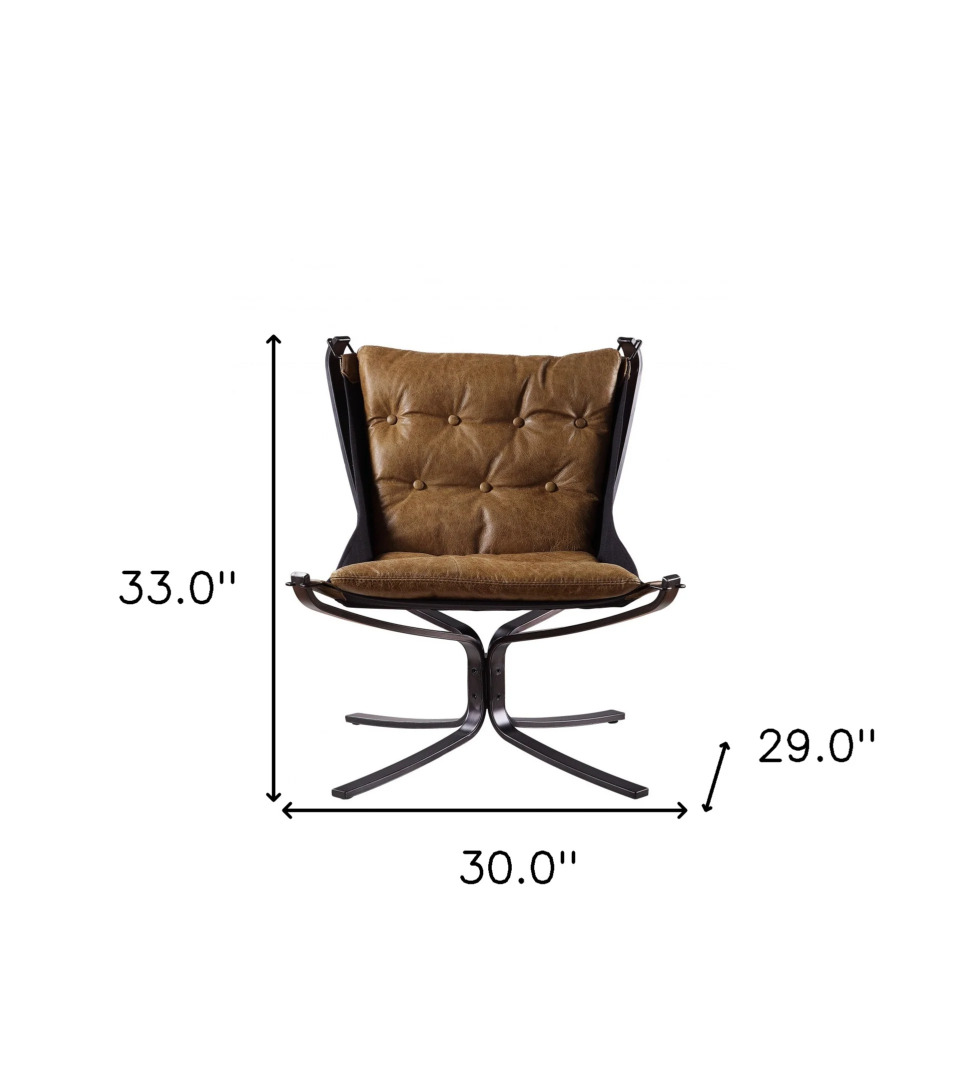 30" Coffee Top Grain Leather And Steel Solid Color Lounge Chair By Homeroots - Image 6