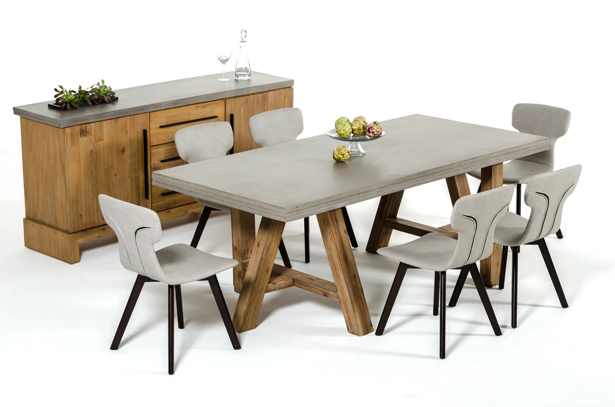 30' Concrete And Solid Acacia Wood Dining Table By Homeroots - Image 2