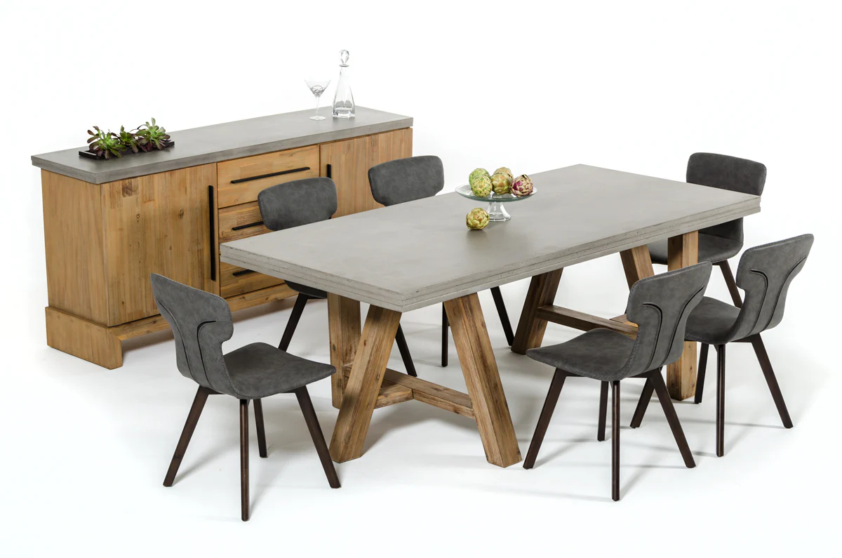 30' Concrete And Solid Acacia Wood Dining Table By Homeroots - Image 3