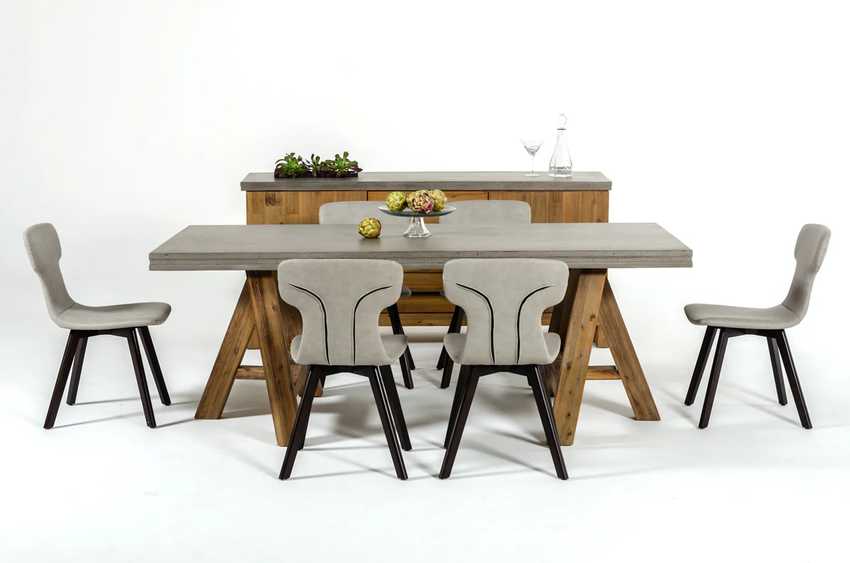 30' Concrete And Solid Acacia Wood Dining Table By Homeroots - Image 4