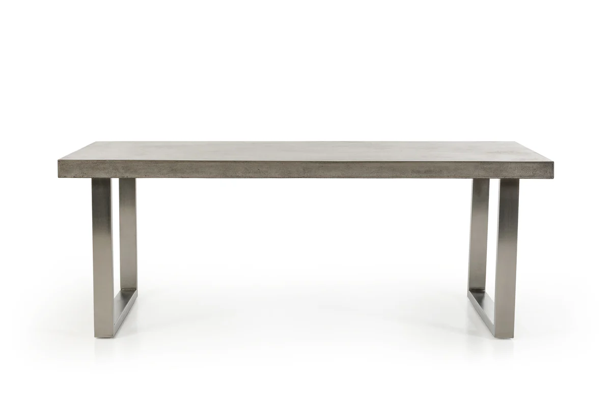 30' Concrete And Stainless Steel Dining Table By Homeroots - 283301 - Image 2