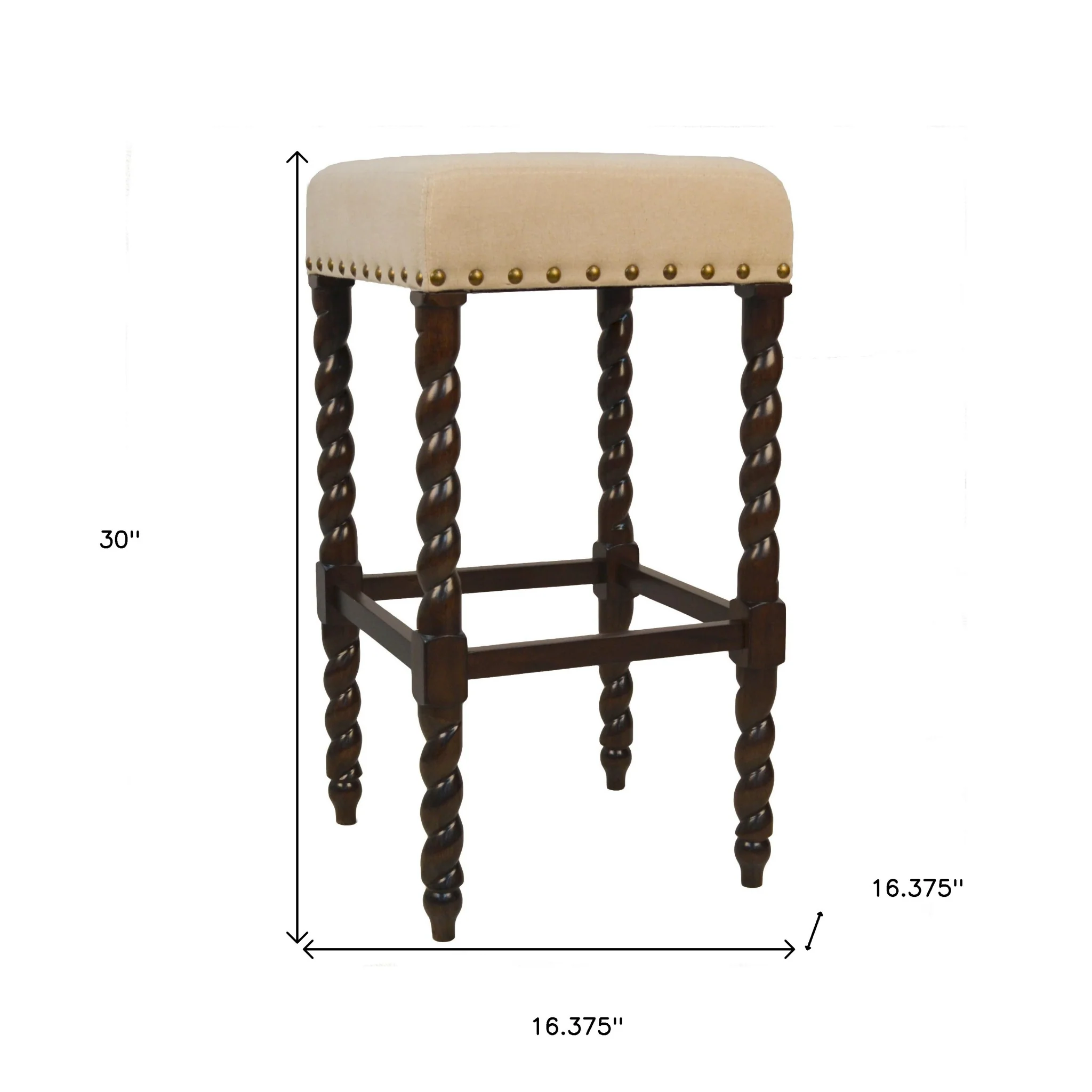30" Cream And Espresso Backless Bar Height Chair With Footrest By Homeroots - Image 5