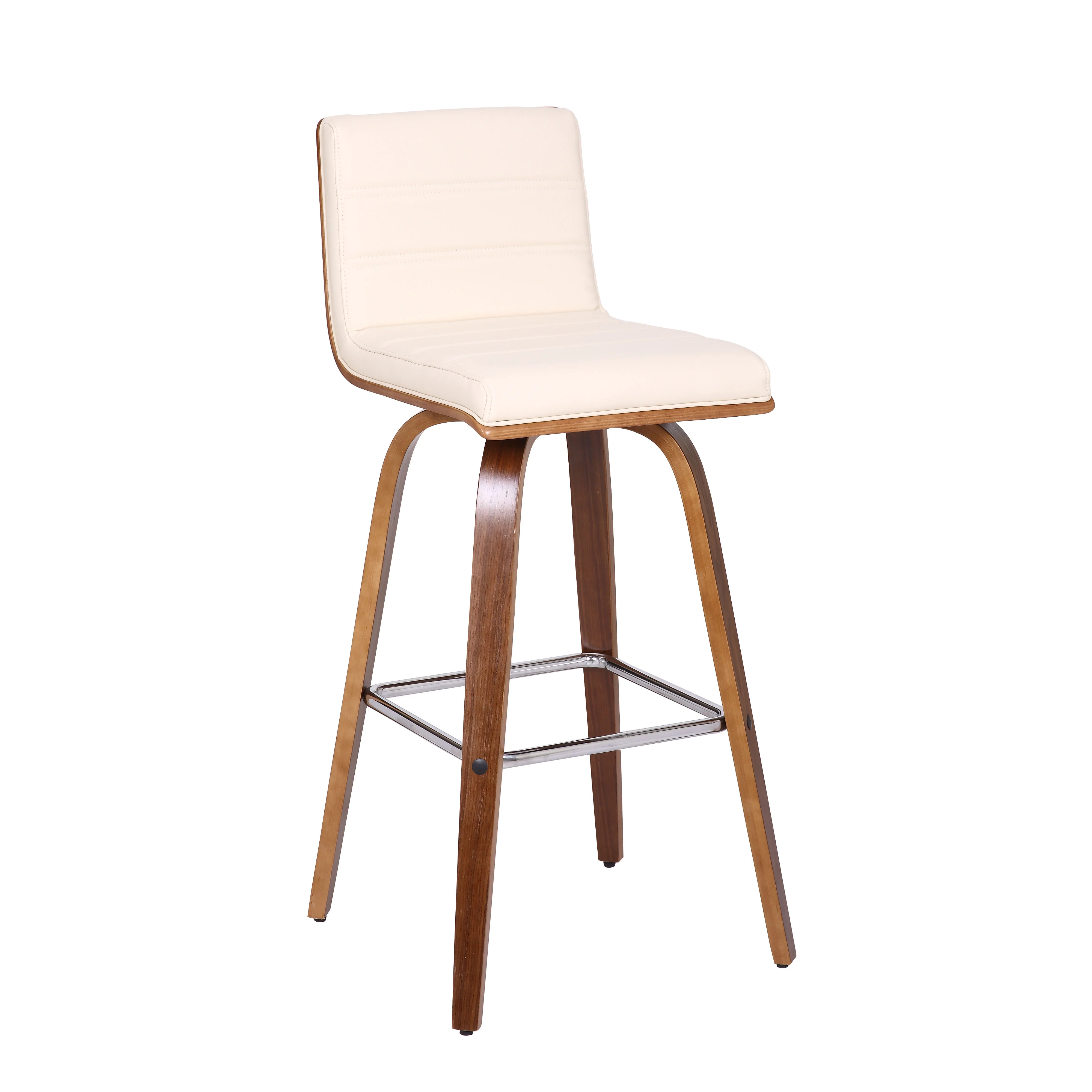 30” Cream Faux Leather Wooden Swivel Bar Stool By Homeroots - Image 2