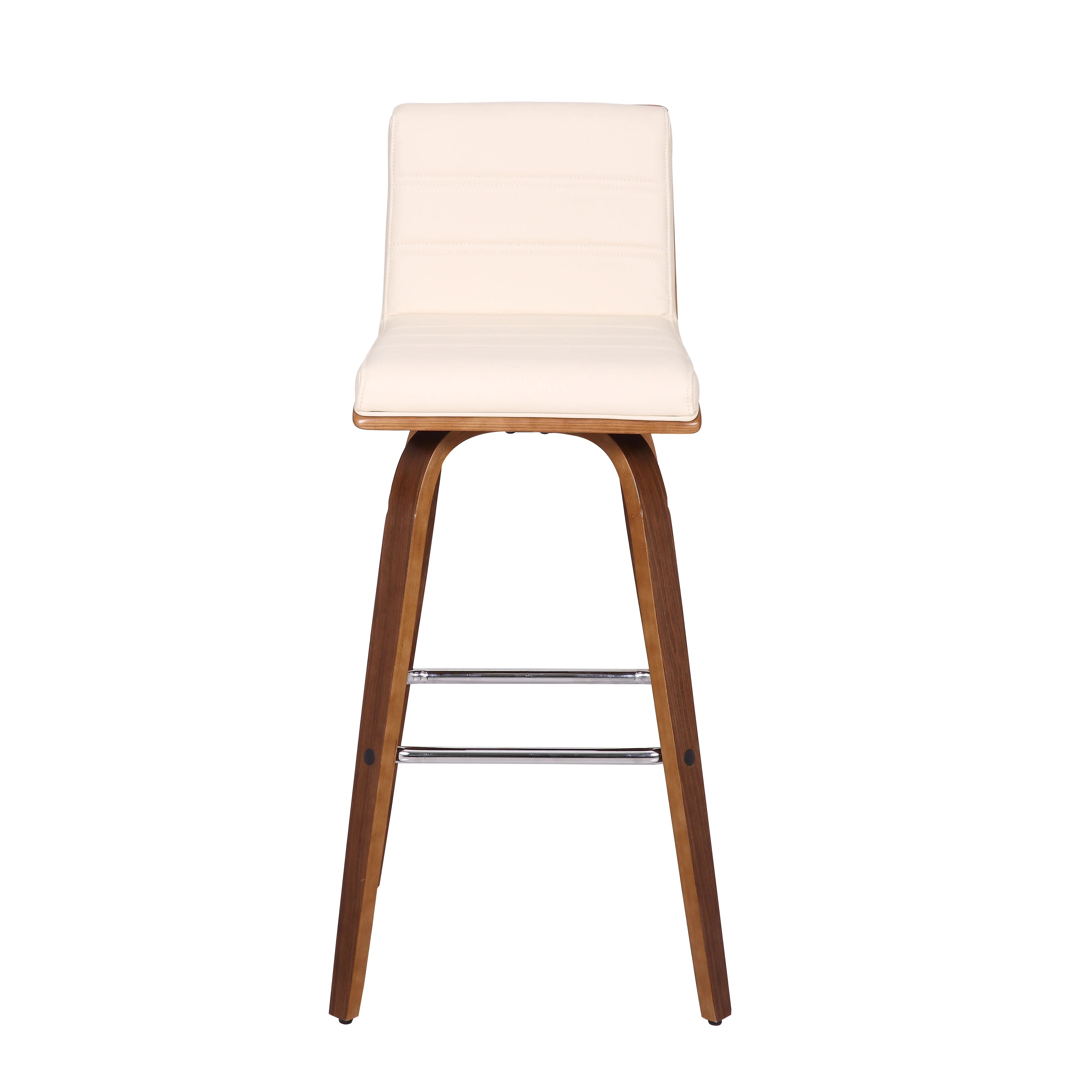 30” Cream Faux Leather Wooden Swivel Bar Stool By Homeroots - Image 3