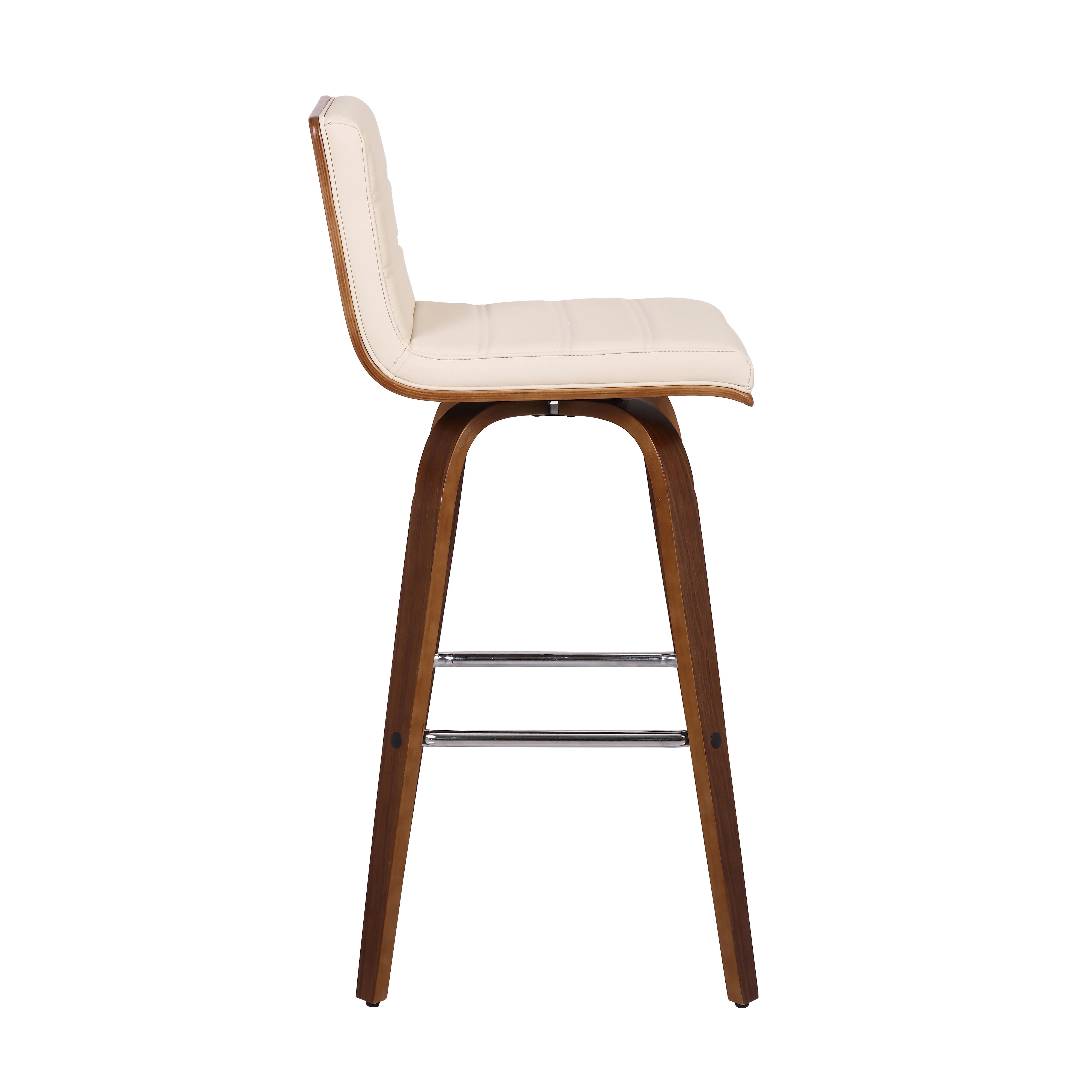 30” Cream Faux Leather Wooden Swivel Bar Stool By Homeroots - Image 4