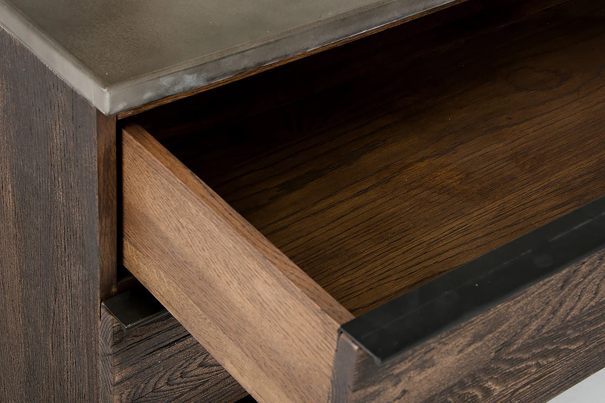 30' Dark Aged Oak Wood And Metal Dresser By Homeroots - Image 3