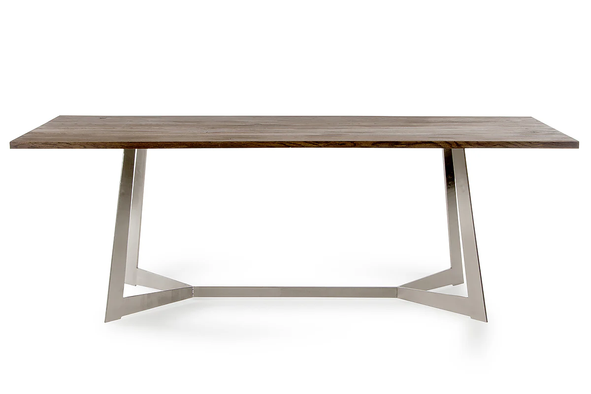 30' Dark Aged Oak Wood Veneer And Steel Dining Table By Homeroots - Image 5