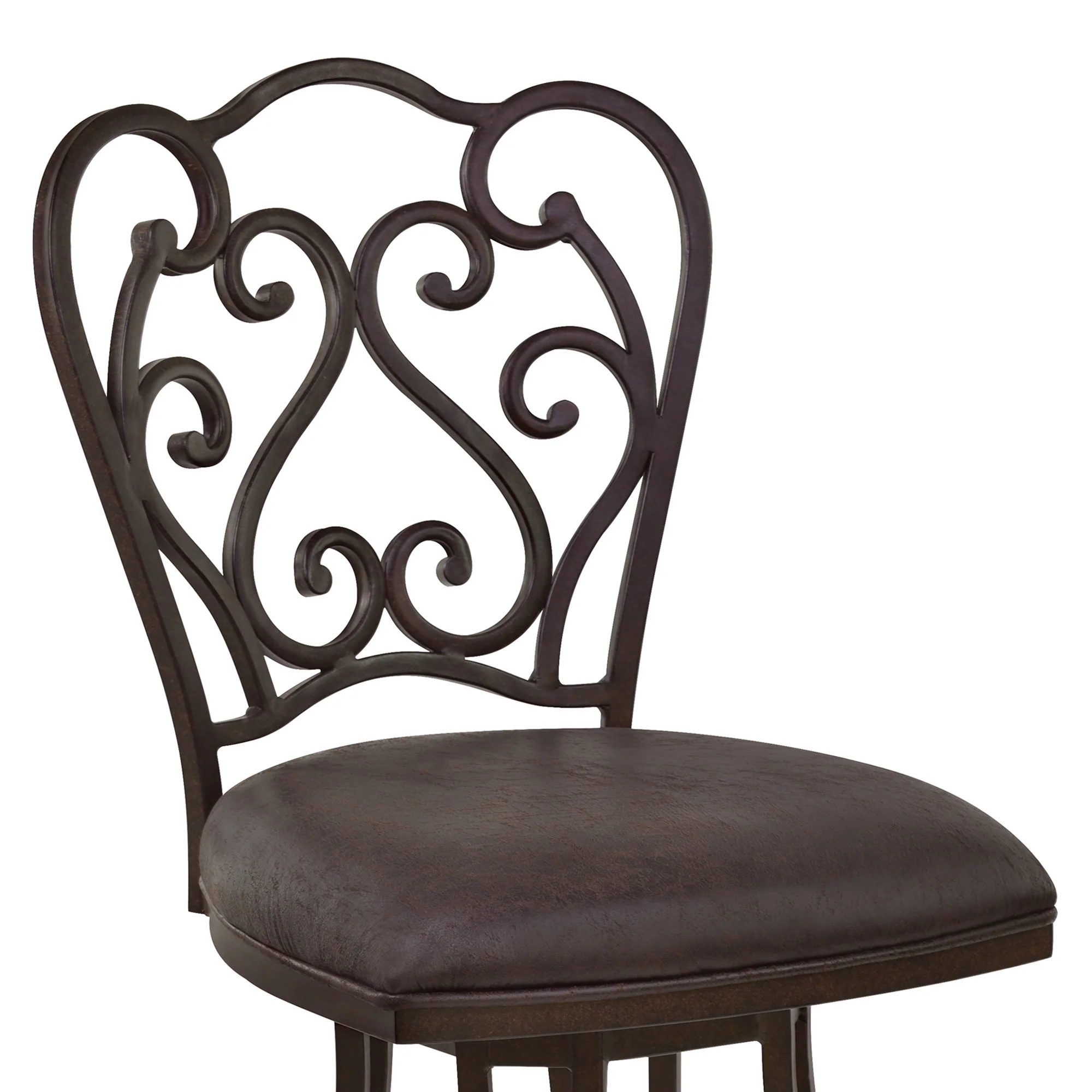 30" Dark Espresso Scroll Back Metal Swivel Bar Stool By Homeroots - Image 4