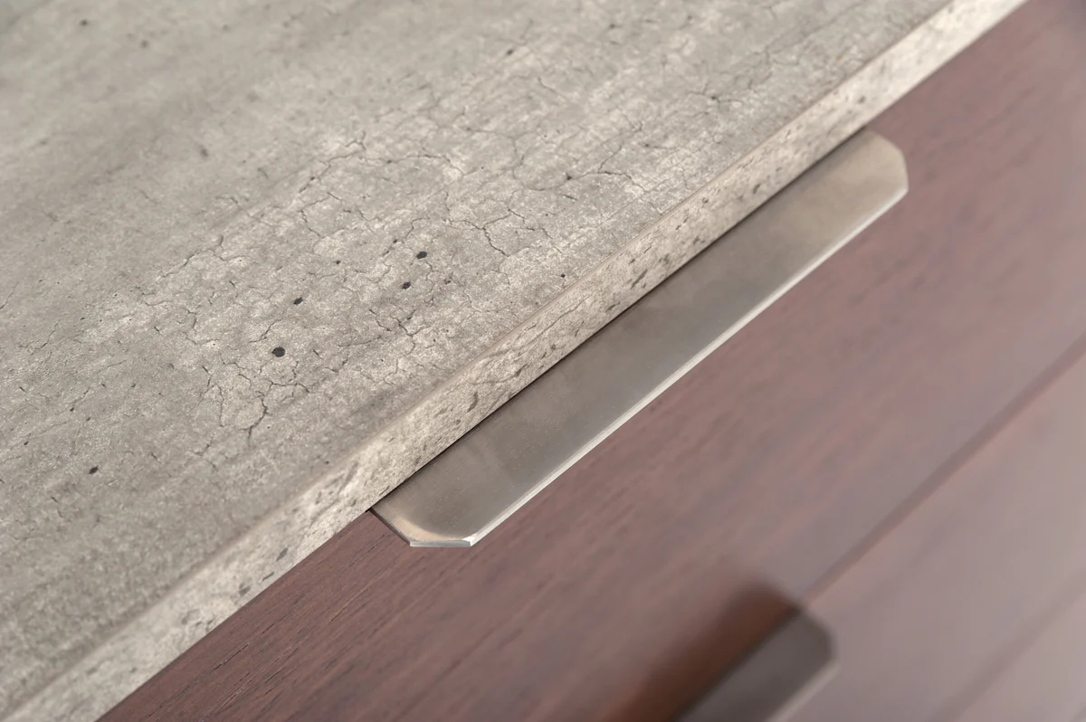30' Dark Walnut Veneer Steel And Concrete Dresser With 6 Drawers By Homeroots - Image 3