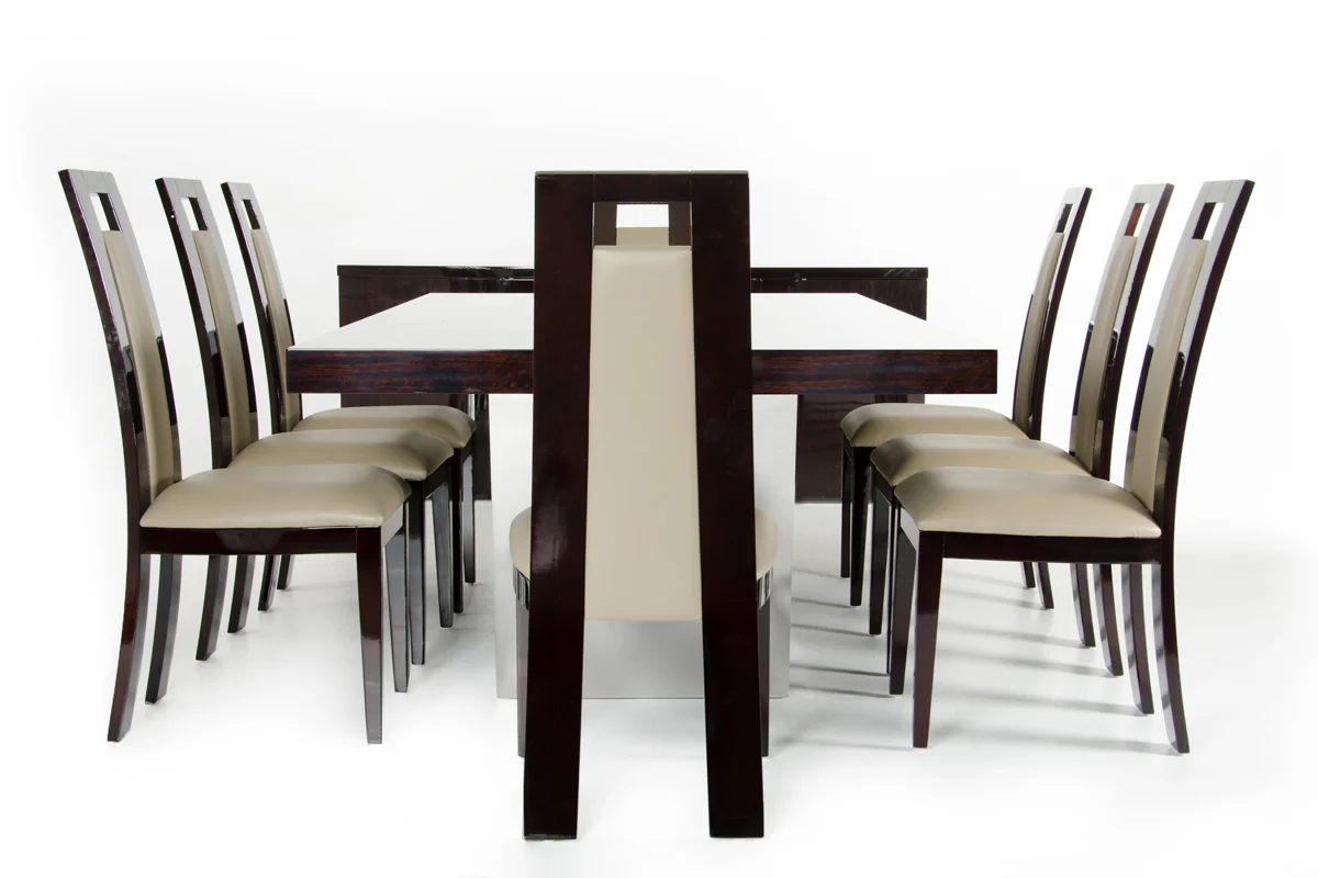 30' Ebony High Gloss Mdf And Steel Dining Table By Homeroots - Image 2