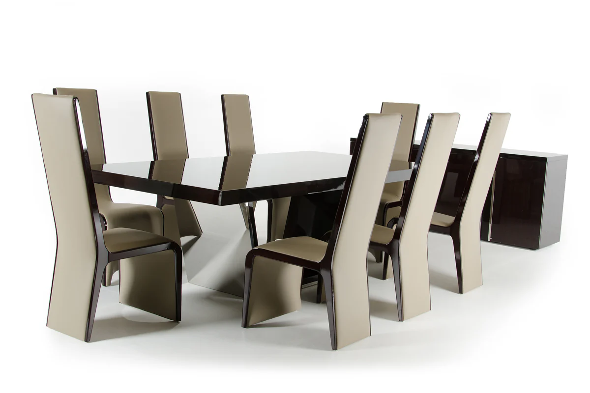30' Ebony High Gloss Mdf And Steel Dining Table By Homeroots - Image 3