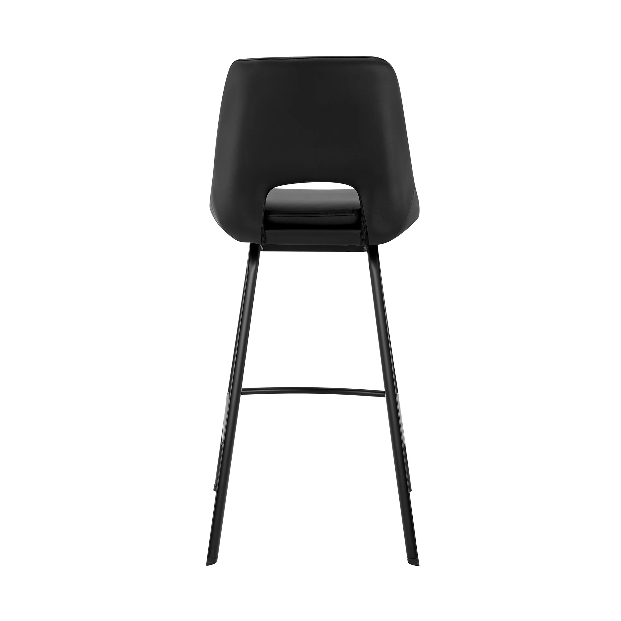 30" Elegant Black Faux Leather and Black Metal Armless Swivel Bar Stool By Homeroots - Image 6