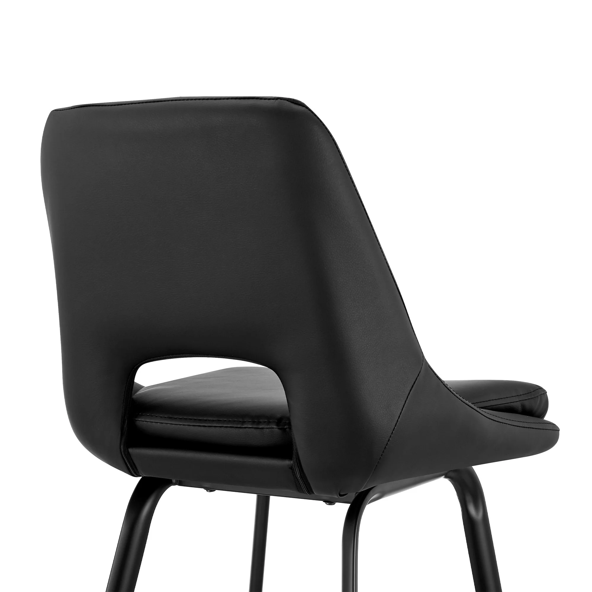 30" Elegant Black Faux Leather and Black Metal Armless Swivel Bar Stool By Homeroots - Image 8