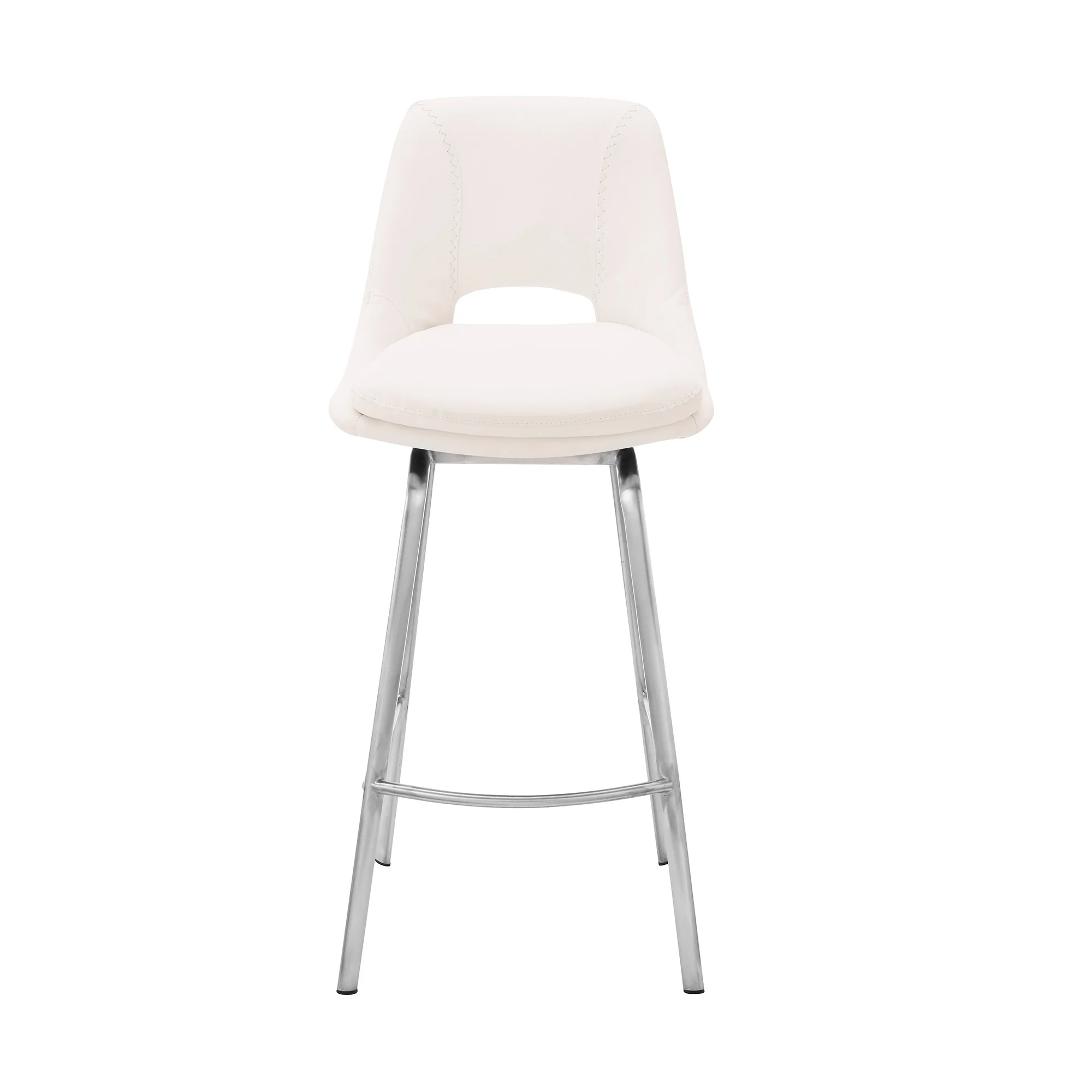 30" Elegant Grey Faux Leather Bar Stool with Stainless Steel Frame By Homeroots - Image 3