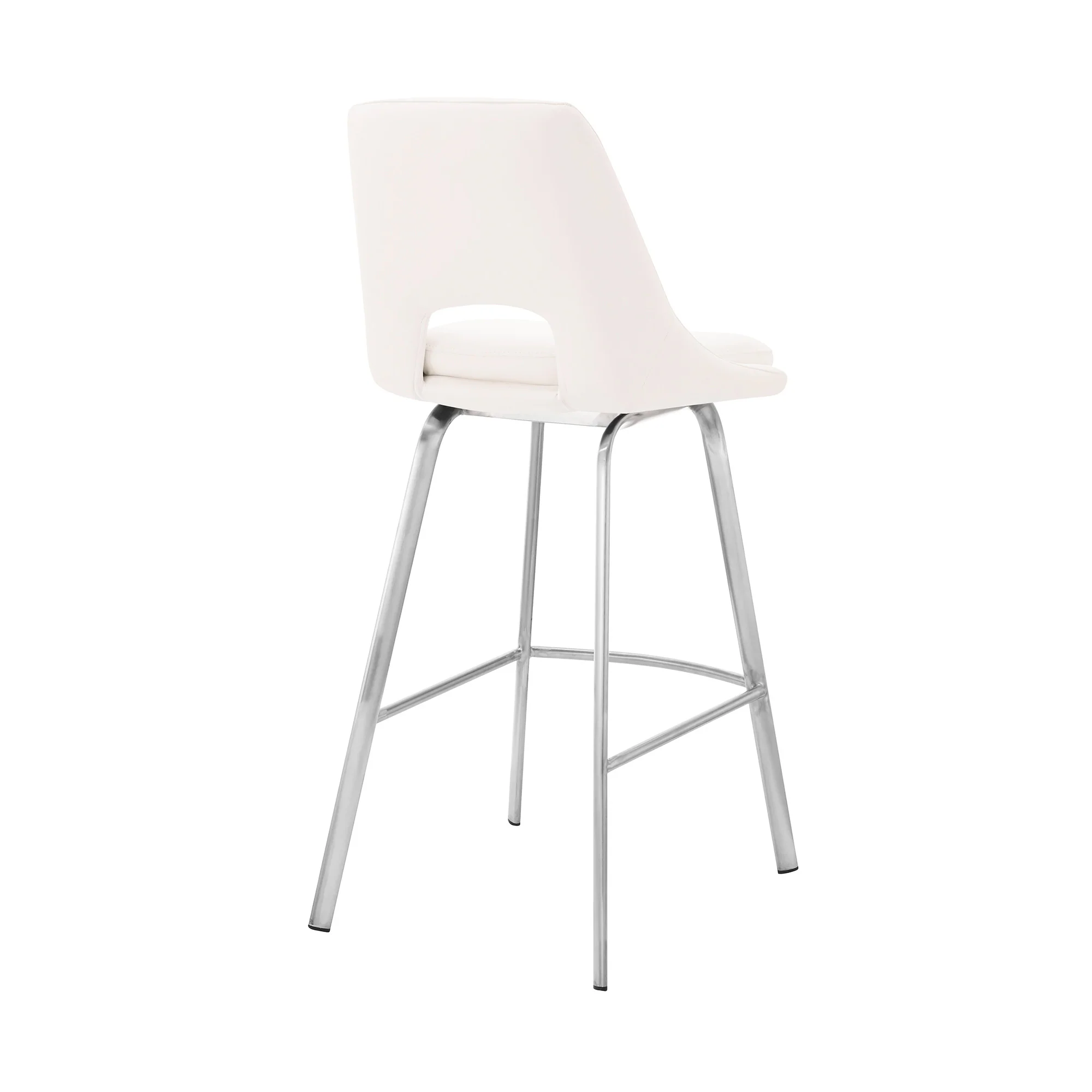 30" Elegant Grey Faux Leather Bar Stool with Stainless Steel Frame By Homeroots - Image 5