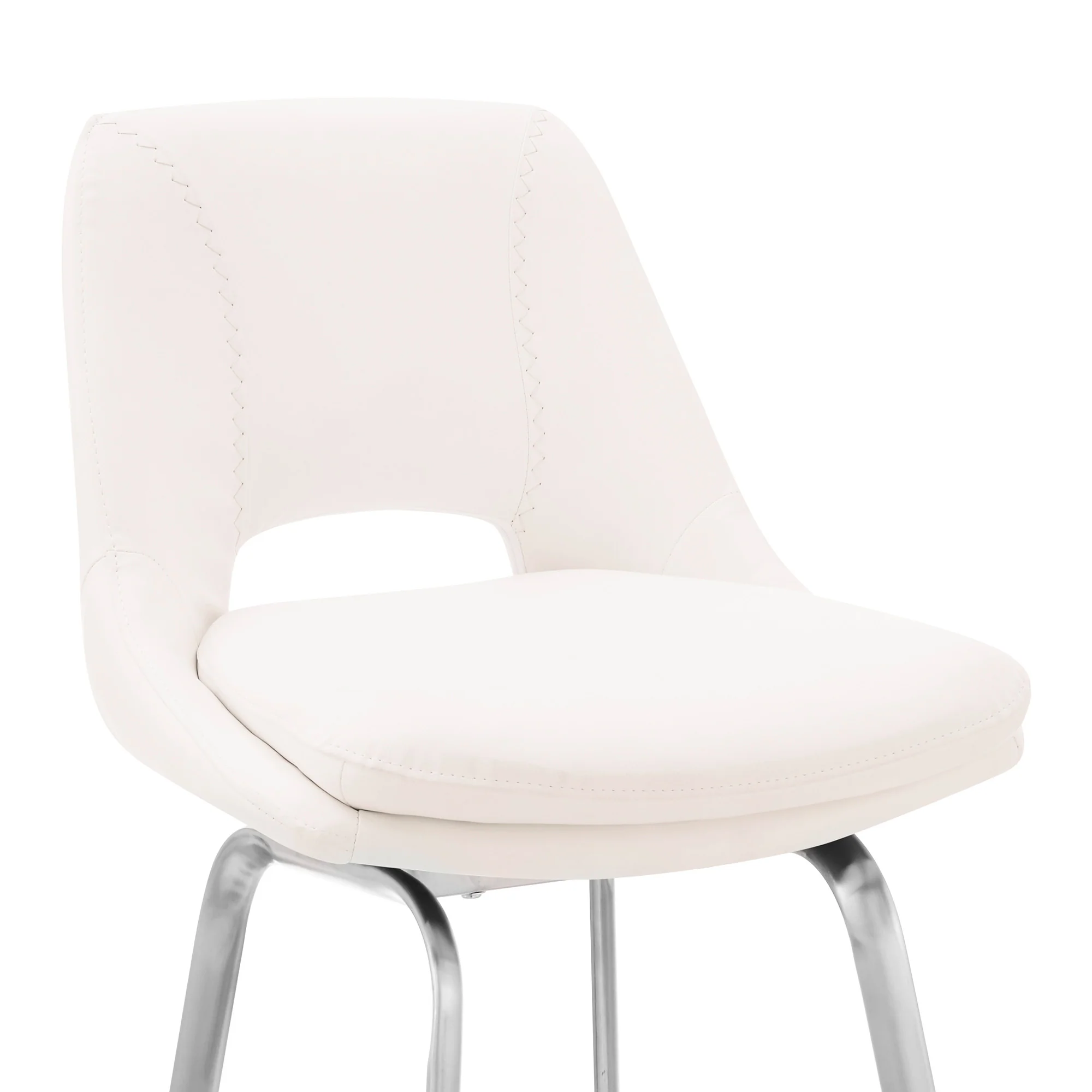 30" Elegant Grey Faux Leather Bar Stool with Stainless Steel Frame By Homeroots - Image 7