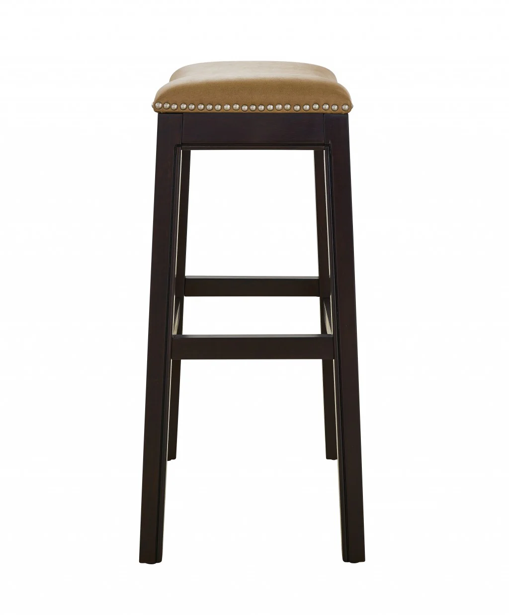 30" Espresso and Carmel Saddle Style Counter Height Bar Stool By Homeroots - Image 4