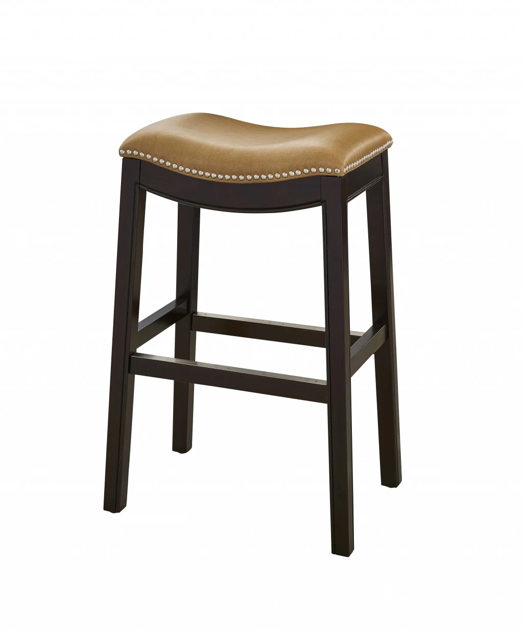 30" Espresso and Carmel Saddle Style Counter Height Bar Stool By Homeroots - Image 6
