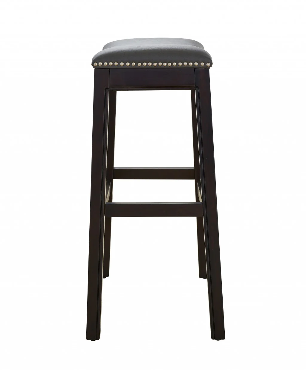 30" Espresso and Gray Saddle Style Counter Height Bar Stool By Homeroots - Image 3