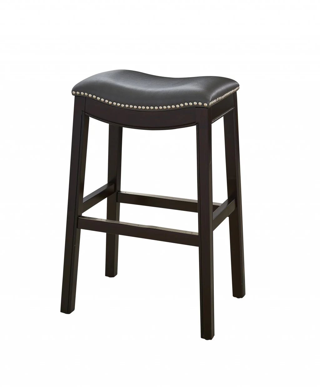 30" Espresso and Gray Saddle Style Counter Height Bar Stool By Homeroots - Image 6