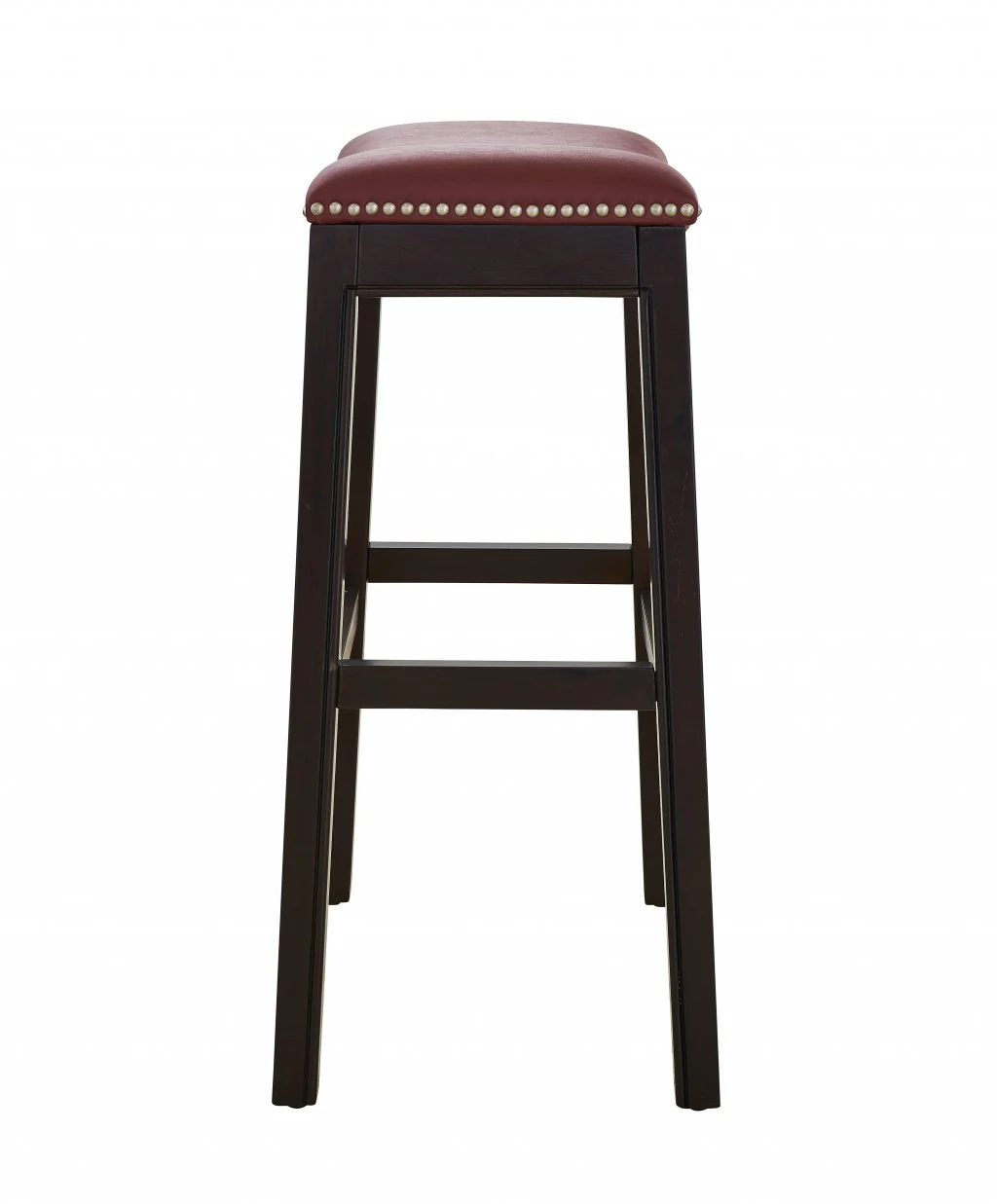 30" Espresso and Red Saddle Style Counter Height Bar Stool By Homeroots - Image 3