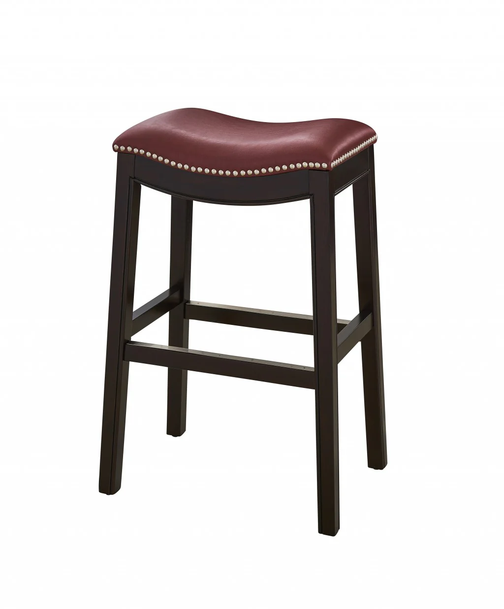 30" Espresso and Red Saddle Style Counter Height Bar Stool By Homeroots - Image 4