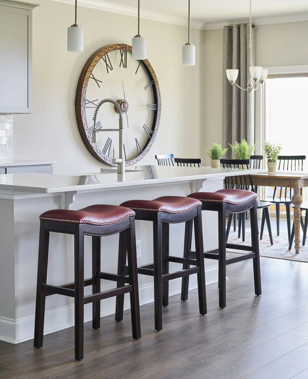30" Espresso and Red Saddle Style Counter Height Bar Stool By Homeroots - Image 6