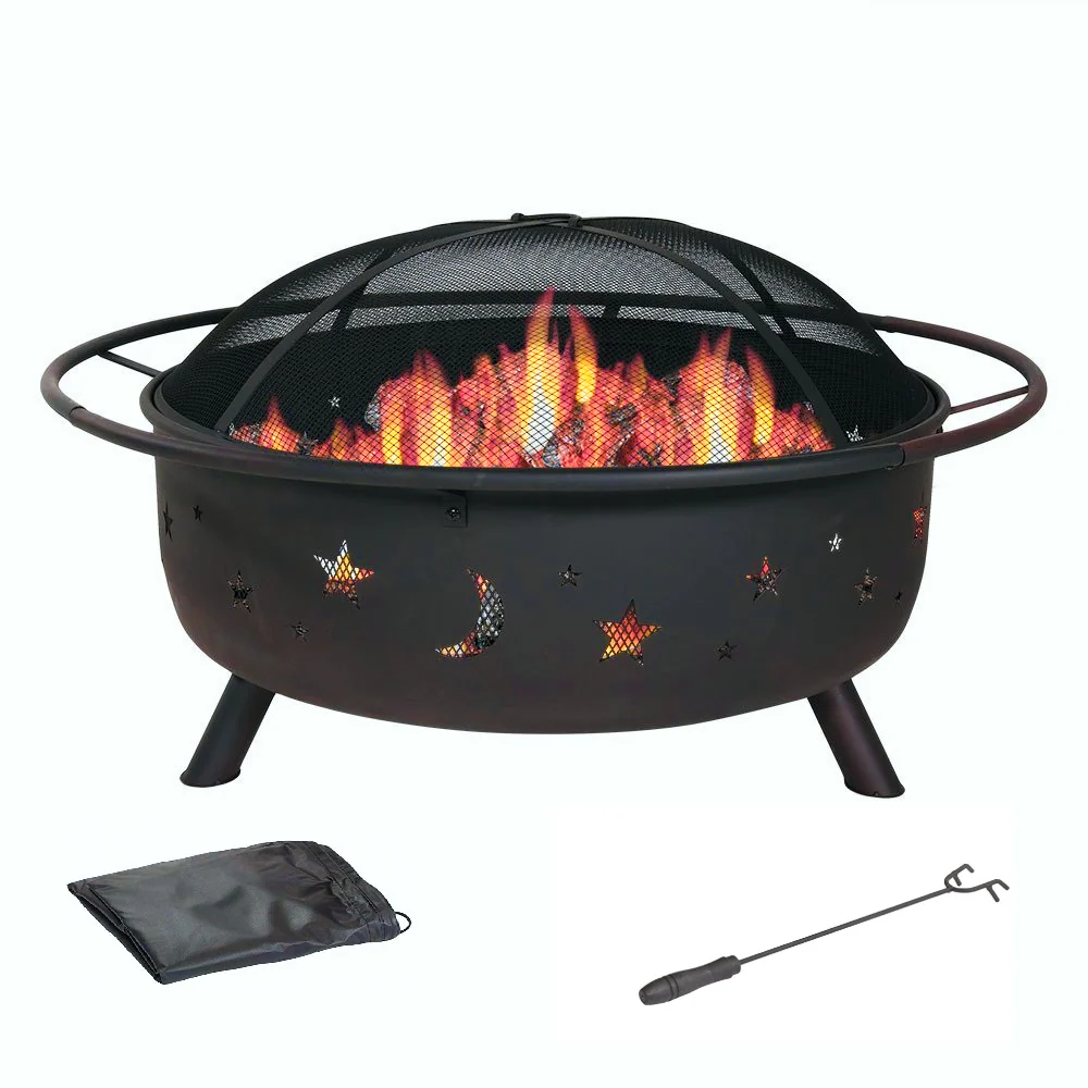 30" Fire Pit with Charcoal Grill and Spark Screen By Homeroots - Image 2